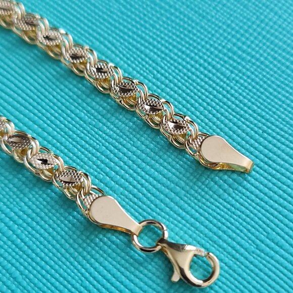 18k gold bracelet damascus style  real gold - Picture 5 of 16